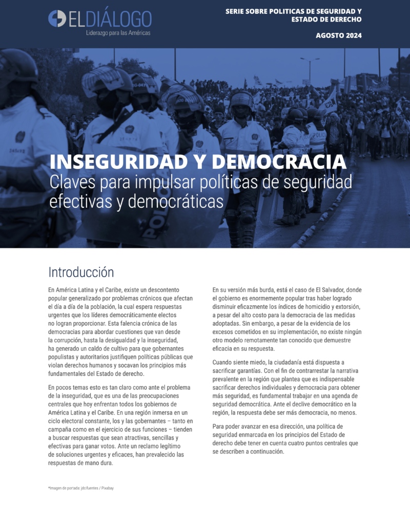 Foto de la portada del policy brief sobre seguridad